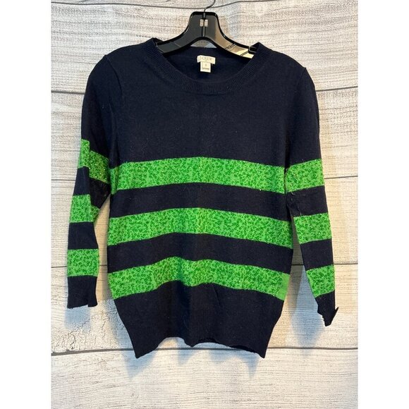 J.Crew Sequin Striped 3/4 sleeve Sweater Size S - Picture 1 of 5